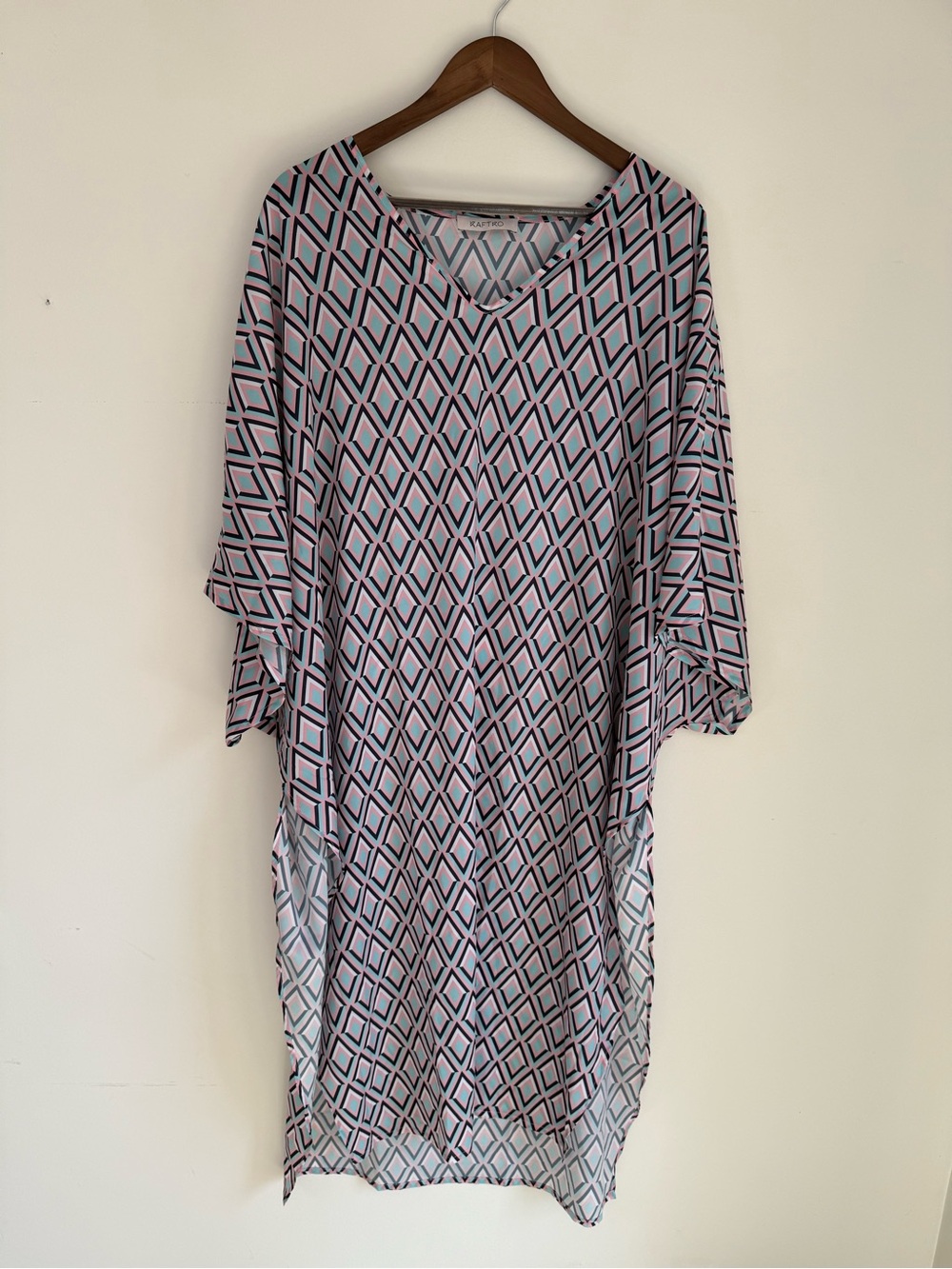 V-Neck Geometric Kaftan Cover-Up